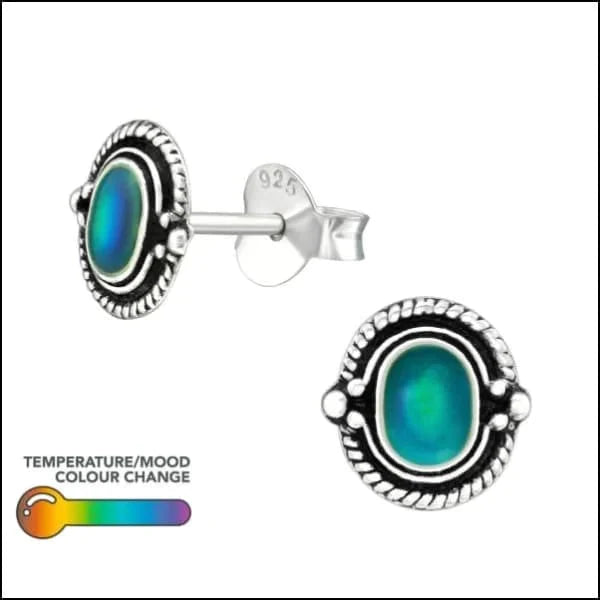 Zilveren Mood Oorbellen Geoxideerd Ovaal-7mm 5mm 6mm 7mm 8720157043706 alles Aramat Jewels bali dames driehoek elf925 Geen hanger Geen oormodel Geen_Parel geometrisch geoxideerd hart keltisch kinderen Meerdere Varianten Met_steen mood multikleurig oor235-40970 oorbellen ovaal plastick silver zilver Zonder_hanger