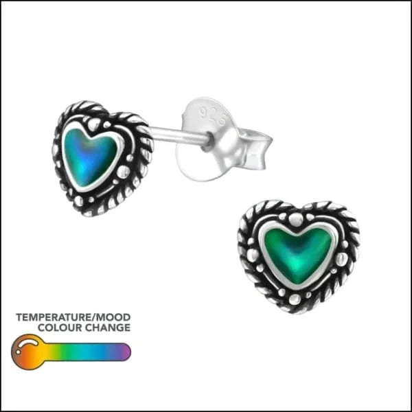 Zilveren Mood Oorbellen Geoxideerd Hart-6x5mm 5mm 6mm 7mm 8720157043706 alles Aramat Jewels bali dames driehoek elf925 Geen hanger Geen oormodel Geen_Parel geometrisch geoxideerd hart keltisch kinderen Meerdere Varianten Met_steen mood multikleurig oor235-40970 oorbellen ovaal plastick silver zilver Zonder_hanger