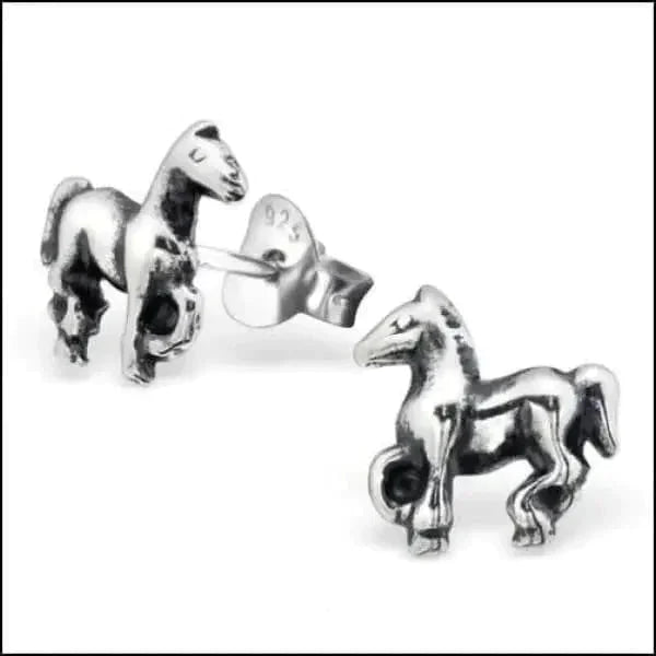 Paar Zilverkleurige Paarden Oorbellen Met Hartje