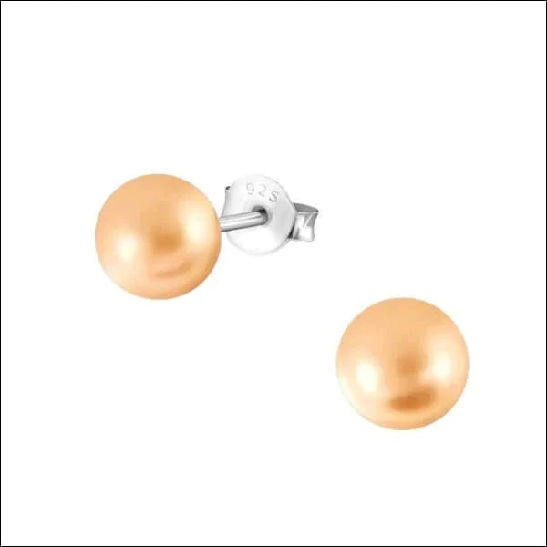 Zilveren Parel Oorbellen 6mm Oranje 6mm alles Aramat Jewels dames elf925 Geen hanger Geen oormodel kinderen Licht Roze oorbellen oranje parel rond roze silver Volwassenen Wit zilver zwart