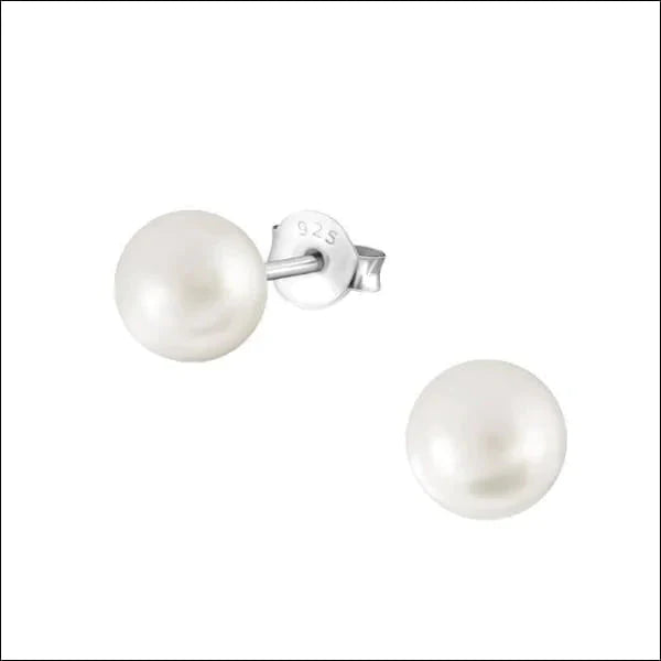 Zilveren Parel Oorbellen 6mm Wit 6mm alles Aramat Jewels dames elf925 Geen hanger Geen oormodel kinderen Licht Roze oorbellen oranje parel rond roze silver Volwassenen Wit zilver zwart