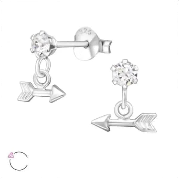 Zilveren Kristal Oorbellen Met pijltjes Hanger alles Aramat Jewels dames Geen oormodel kinderen kristal met hanger Met_hanger Met_steen oor782-32826 oorbellen pijl Soort sieraad_Oorbellen transparant Volwassenen
