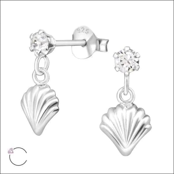 Zilveren Kristal Oorbellen Met Hanger Schelp 8720157027362 alles Aramat Jewels dames Geen hanger Geen oormodel kinderen kristal Met_hanger Met_steen oorbellen schelp Soort sieraad_Oorbellen transparant Volwassenen
