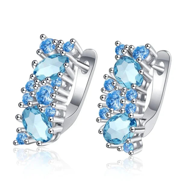 Zilveren Oorbellen Met Zirkonia Steentjes Blauw-20x8mm 20mm alles aqua bar blauw dames factory-outlet Geen hanger Geen oormodel Geen_Parel Licht_blauw Meerdere Varianten Met_steen oorbellen paars silver transparant Volwassenen zilver zirkonia Zonder_hanger