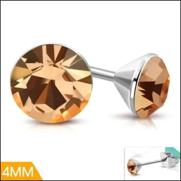 Oorbellen | Zweerknopjes Stalen Kristal Rond Vanaf 3mm