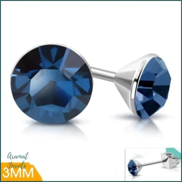 Oorbellen | Zweerknopjes Stalen Kristal Rond Vanaf 3mm