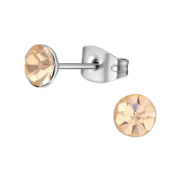 Oorbellen | Zweerknopjes Stalen Kristal Rond Vanaf 3mm