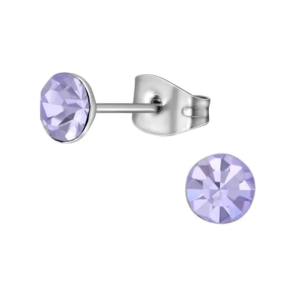 Oorbellen | Zweerknopjes Stalen Kristal Rond Vanaf 3mm