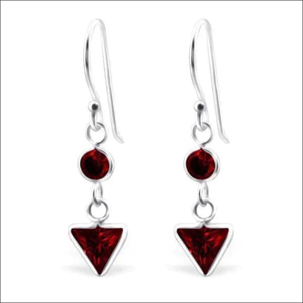 Oorhangers 925 Zilver Zirkonia Rond Driehoek 8mm x 15mm Rood 25mm alles dames elf925 Geen hanger Geen oormodel Geen_Parel kinderen Met_steen nakijken oorbellen oorhangers plastick rond rood silver Soort sieraad_Oorhangers Soort sieraad_Oorringen Volwassenen zilver zirkonia