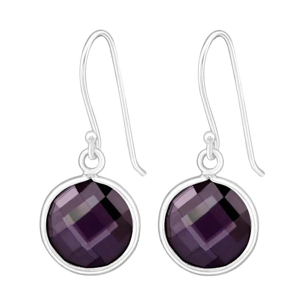 Zilveren Zirkonia Oorhangers Paars 16mm 925 Zilver 16mm alles Aramat Jewels dames elf925 februari geboortesteen Geen oormodel kinderen Met_steen nakijken oorbellen oorhangers paars plastick rond silver Volwassenen zilver zirkonia