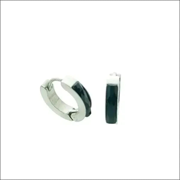 Stalen Oorringen 14mm Zwarte-steen-14x3mm 14mm 8720157053897 alles Aramat Jewels chirurgisch staal Geen edelsteen kristal Meerdere Varianten Met_steen oor94-XE45688 oorbellen Oorringen oorringetjes PVD Soort sieraad_Oorringen Staal zilverkleurig zirkonia zonder hanger Zonder_hanger zweerknopjes