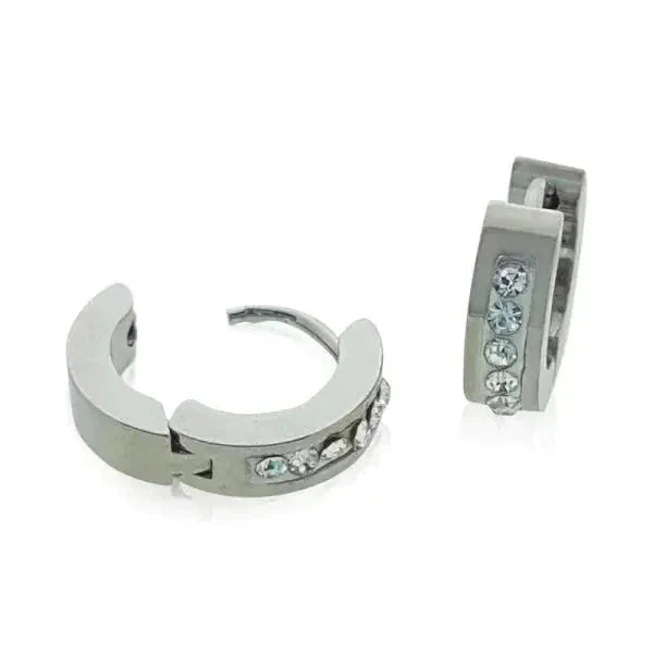 Stalen Oorringen 14mm Kristal-14x4mm 14mm 8720157053897 alles Aramat Jewels chirurgisch staal Geen edelsteen kristal Meerdere Varianten Met_steen oor94-XE45688 oorbellen Oorringen oorringetjes PVD Soort sieraad_Oorringen Staal zilverkleurig zirkonia zonder hanger Zonder_hanger zweerknopjes