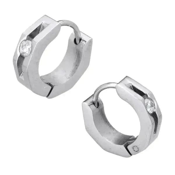 Stalen Oorringen 14mm Hoekig-zirkonia-14x4mm 14mm 8720157053897 alles Aramat Jewels chirurgisch staal Geen edelsteen kristal Meerdere Varianten Met_steen oor94-XE45688 oorbellen Oorringen oorringetjes PVD Soort sieraad_Oorringen Staal zilverkleurig zirkonia zonder hanger Zonder_hanger zweerknopjes