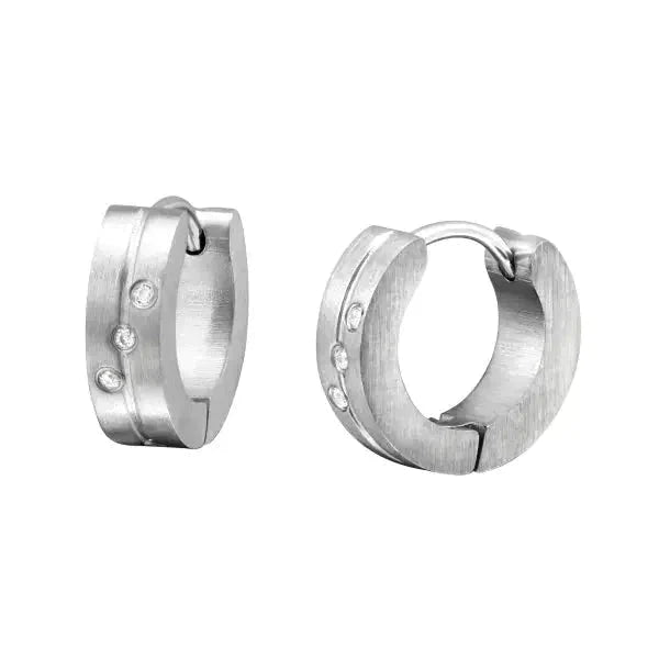 Stalen Oorringen 14mm Zirkonia-Streep-14x4mm 14mm 8720157053897 alles Aramat Jewels chirurgisch staal Geen edelsteen kristal Meerdere Varianten Met_steen oor94-XE45688 oorbellen Oorringen oorringetjes PVD Soort sieraad_Oorringen Staal zilverkleurig zirkonia zonder hanger Zonder_hanger zweerknopjes