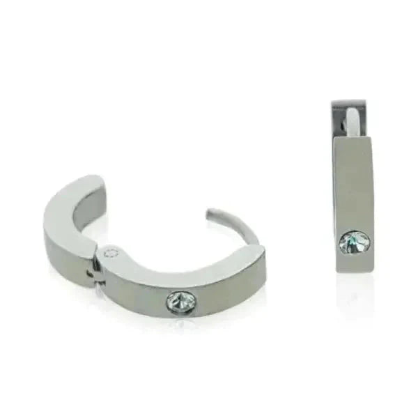 Stalen Oorringen 14mm Kristal-14x3mm 14mm 8720157053897 alles Aramat Jewels chirurgisch staal Geen edelsteen kristal Meerdere Varianten Met_steen oor94-XE45688 oorbellen Oorringen oorringetjes PVD Soort sieraad_Oorringen Staal zilverkleurig zirkonia zonder hanger Zonder_hanger zweerknopjes