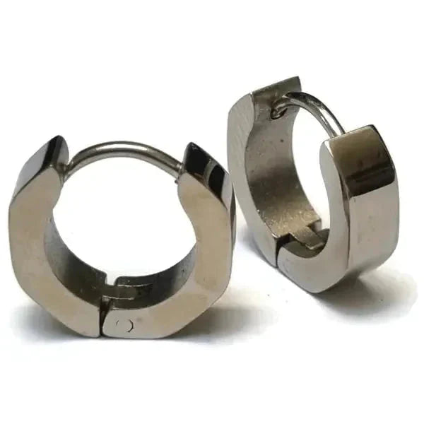 Stalen Oorringen 14mm Hoekig-14x4mm 14mm 8720157053897 alles Aramat Jewels chirurgisch staal Geen edelsteen kristal Meerdere Varianten Met_steen oor94-XE45688 oorbellen Oorringen oorringetjes PVD Soort sieraad_Oorringen Staal zilverkleurig zirkonia zonder hanger Zonder_hanger zweerknopjes