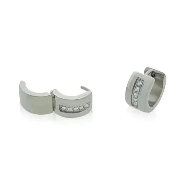 Stalen Oorringen 14mm Zirkonia-14x7mm 14mm 8720157053897 alles Aramat Jewels chirurgisch staal Geen edelsteen kristal Meerdere Varianten Met_steen oor94-XE45688 oorbellen Oorringen oorringetjes PVD Soort sieraad_Oorringen Staal zilverkleurig zirkonia zonder hanger Zonder_hanger zweerknopjes