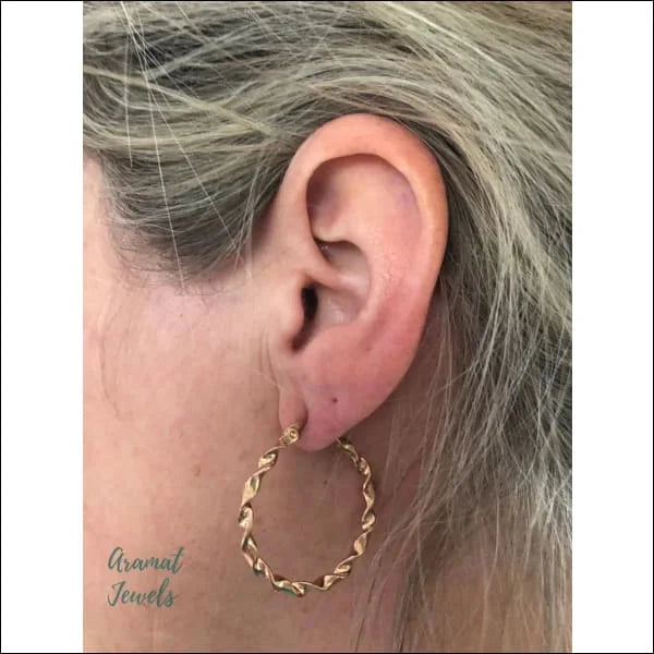 Stalen Bewerkte Oorringen Rosékleur 30mm 30mm alles bewerkt chirurgisch staal dames Geen edelsteen Geen_steen oorbellen oormodel Oorringen oorringetjes PVD rond rosékleurig Soort sieraad_Oorringen Staal tomade Volwassenen Zonder_hanger Zonder_steen zweerknopjes