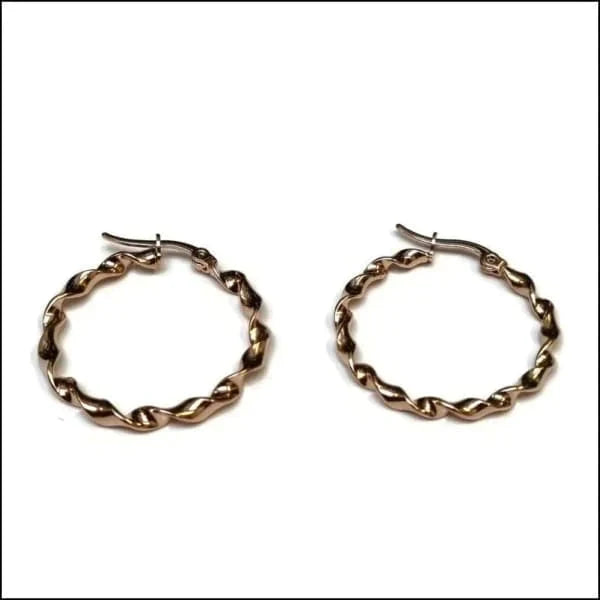 Stalen Bewerkte Oorringen Rosékleur 30mm Gedraaid-30x2mm 30mm alles bewerkt chirurgisch staal dames Geen edelsteen Geen_steen oorbellen oormodel Oorringen oorringetjes PVD rond rosékleurig Soort sieraad_Oorringen Staal tomade Volwassenen Zonder_hanger Zonder_steen zweerknopjes