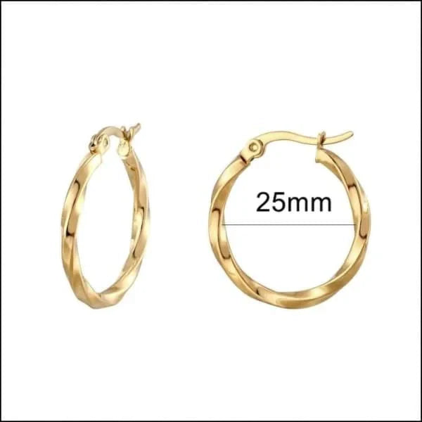 Stalen Oorringen Goudkleur 25 Mm Spanje-25x2,5mm 25mm 3mm 8720157045502 alles Aramat Jewels chirurgisch staal dames fgift Geen edelsteen Geen oormodel Geen_Parel Geen_steen goudkleurig Meerdere Varianten oorbellen Oorringen oorringetjes PVD rond Soort sieraad_Oorringen Staal strepen unisex Zonder_hanger zweerknopjes