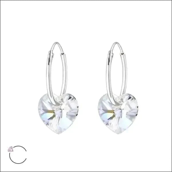 Zilveren Oorringen Met Kristallen Hart 1.2mm 16mm 8720157024729 alles Aramat Jewels elf925 hart kristal Met hanger Met_hanger Met_steen oor2985-28147 oorbellen Oorringen oorringetjes plastick silver Soort sieraad_Oorringen zilver