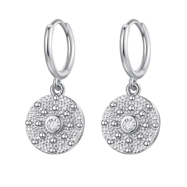 Zilveren-oorringen-met Bedel- Zirkonia 12mm 12mm alles bedel boho CRMYA dames dots Geen_Parel Met_hanger Met_steen Oor oorbellen oorringen oorringetjes Plating (gouden of zilveren laagje) rond silver Soort sieraad_Oorringen ster Sterretje transparant Volwassenen zilver zirkonia