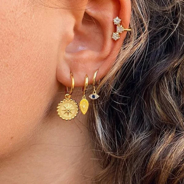 Zilveren-oorringen-met Bedel- Zirkonia 12mm 12mm alles bedel boho CRMYA dames dots Geen_Parel Met_hanger Met_steen Oor oorbellen oorringen oorringetjes Plating (gouden of zilveren laagje) rond silver Soort sieraad_Oorringen ster Sterretje transparant Volwassenen zilver zirkonia