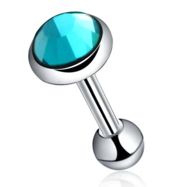 Helixpiercing Met Steentje Aqua 4mm 4mm alles Barbell chirurgisch staal Helix helixpiercings nakijken niet geupdated Oor piercing Piercings PVD Staal Stud tekst Volwassenen