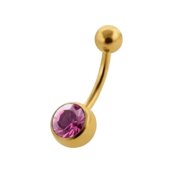 Chirurgisch Stalen Goudkleurige Navelpiercing Steentje Paars 1.6mm 10mm alles aqua Aramat Jewels blauw chirurgisch staal dames goudkleurig Licht_blauw Met_steen Navel Navelpiercing zonder hanger navelpiercings paars piercing Piercings PVD roze Staal transparant Volwassenen zirkonia Zonder_hanger