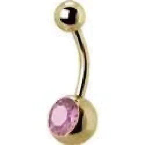 Chirurgisch Stalen Goudkleurige Navelpiercing Steentje Roze 1.6mm 10mm alles aqua Aramat Jewels blauw chirurgisch staal dames goudkleurig Licht_blauw Met_steen Navel Navelpiercing zonder hanger navelpiercings paars piercing Piercings PVD roze Staal transparant Volwassenen zirkonia Zonder_hanger