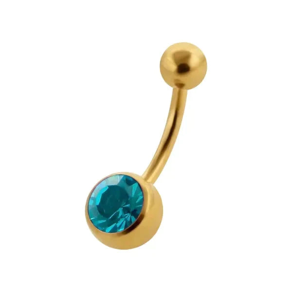 Chirurgisch Stalen Goudkleurige Navelpiercing Steentje Zee Blauw 1.6mm 10mm alles aqua Aramat Jewels blauw chirurgisch staal dames goudkleurig Licht_blauw Met_steen Navel Navelpiercing zonder hanger navelpiercings paars piercing Piercings PVD roze Staal transparant Volwassenen zirkonia Zonder_hanger
