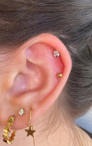 Piercings | Oorpiercing - Labretpiercing Met Ronde Zirkonia