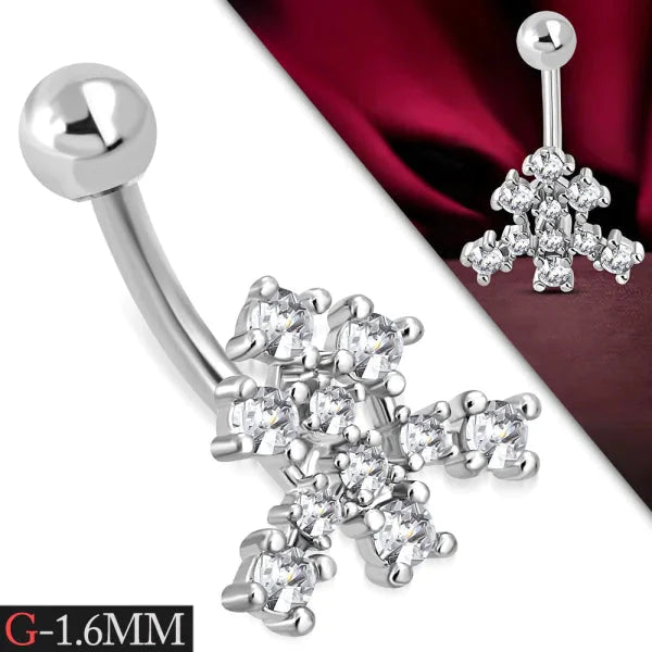 Chirurgisch Stalen Navelpiercing Driehoek Transparant 1.6mm 10mm alles Aramat Jewels chirurgisch staal dames driehoek nakijken Navel Navelpiercing zonder hanger navelpiercings piercing Piercings PVD Staal transparant Volwassenen zilverkleurig zirkonia Zonder_hanger