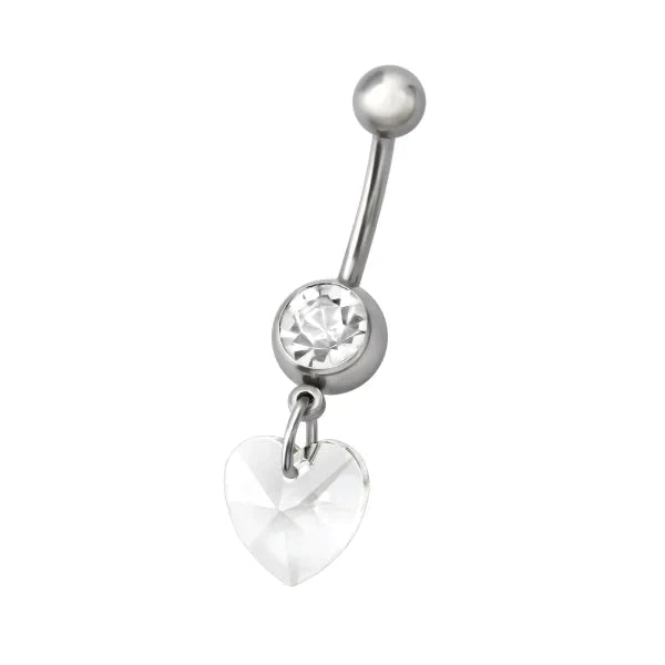 Chirurgisch Stalen Navelpiercing Met Hanger Hartje 1.6mm 10mm alles Aramat Jewels chirurgisch staal dames hart Met_hanger nakijken Navel Navelpiercing met hanger navelpiercings piercing Piercings PVD Staal transparant Volwassenen zilverkleurig zirkonia