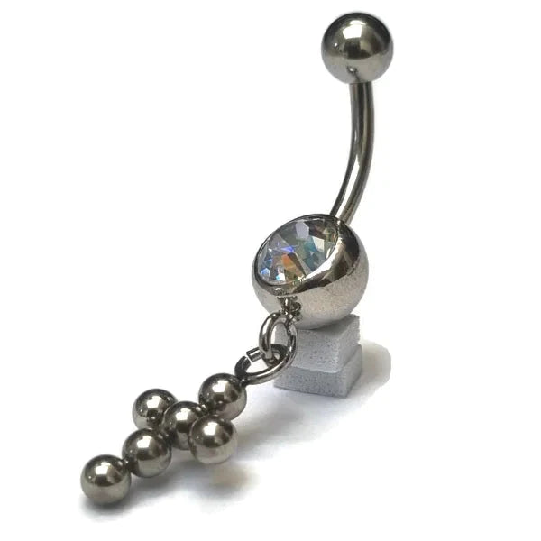 Stalen Navelpiercing Kruisje- AB Transparant 1.6mm 10mm AB alles Aramat Jewels bolletjes chirurgisch chirurgisch staal dames hanger kruis kruisje Met_hanger multikleurig nakijken Navel navelpiercing Navelpiercing met hanger navelpiercings piercing Piercings PVD Staal stalen Volwassenen zilverkleurig zirkonia