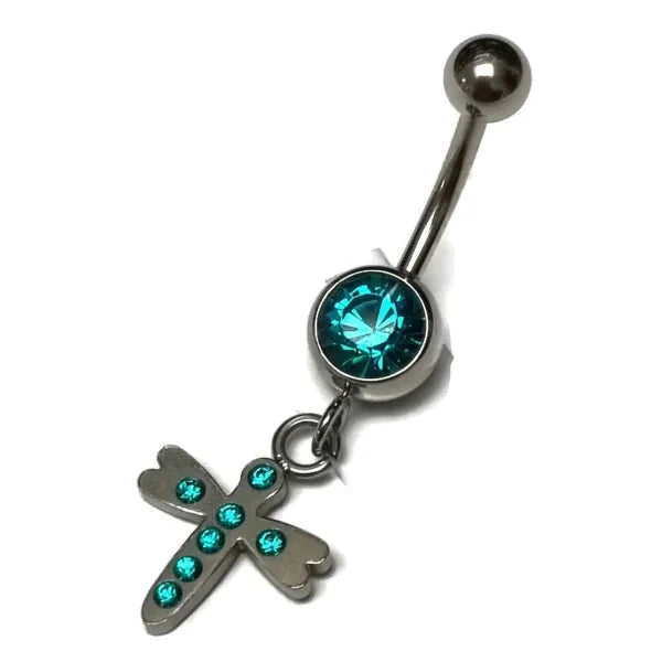 Chirurgisch Stalen Navelpiercing Met Hanger Kruisje Zee 1.6mm 10mm alles Aramat Jewels blauw bolletjes chirurgisch staal dames kruis Met_hanger nakijken Navel Navelpiercing met hanger navelpiercings piercing Piercings PVD Staal Volwassenen Zee_blauw zilverkleurig zirkonia