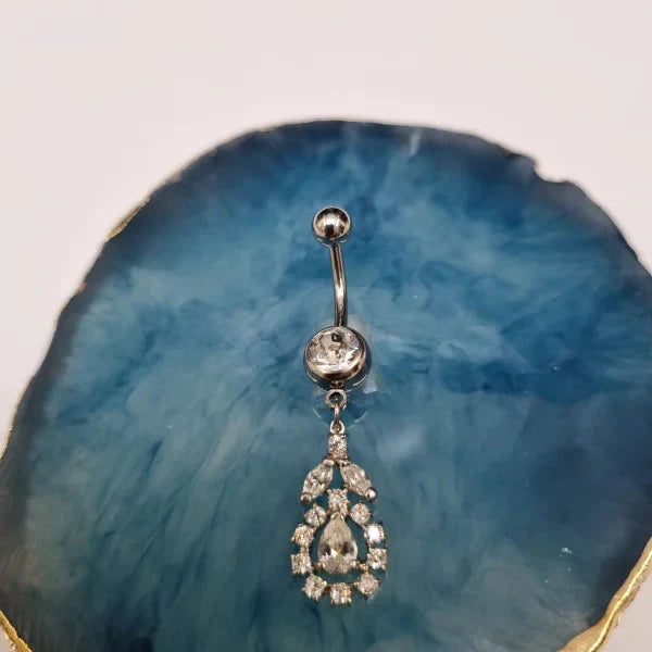Chirurgisch Stalen Navelpiercing Met Hanger Zirkonia 1.6mm 10mm alles Aramat Jewels chirurgisch staal dames jin Met_hanger Met_steen nakijken Navel Navelpiercing met hanger navelpiercings piercing Piercings PVD Staal transparant Volwassenen zilverkleurig zirkonia