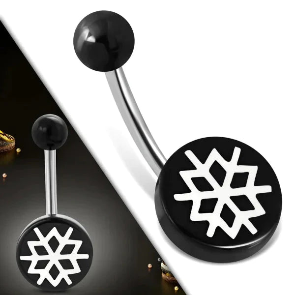 Chirurgisch Stalen Navelpiercing Schijf Met Bloem Acryl 1.6mm 10mm acryl alles Aramat Jewels bloem chirurgisch staal dames Navel navelpiercings piercing Piercings PVD Staal Volwassenen wit zilverkleurig Zonder_hanger zwart