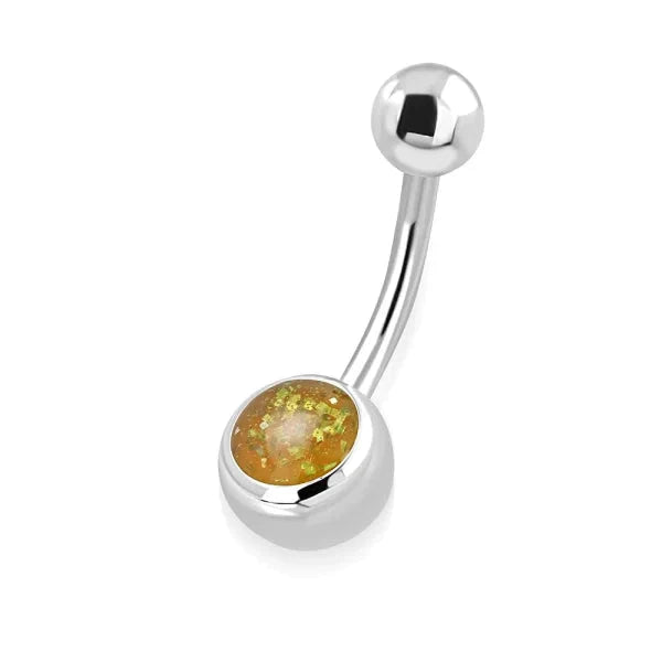 Chirurgisch Stalen Navelpiercing Met Steen Glitter Geel 1.6mm 10mm alles Aramat Jewels chirurgisch staal dames geel glitter Met_steen Navel navelpiercings piercing Piercings PVD Staal Volwassenen zilverkleurig zirkonia Zonder_hanger