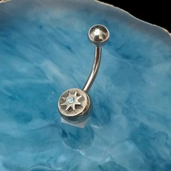 Chirurgisch Stalen Navelpiercing Ster Aqua Blauw Zirkonia 1.6mm 10mm alles aqua Aramat Jewels blauw chirurgisch staal dames nakijken Navel Navelpiercing zonder hanger navelpiercings piercing Piercings PVD Staal ster Volwassenen zilverkleurig zirkonia Zonder_hanger