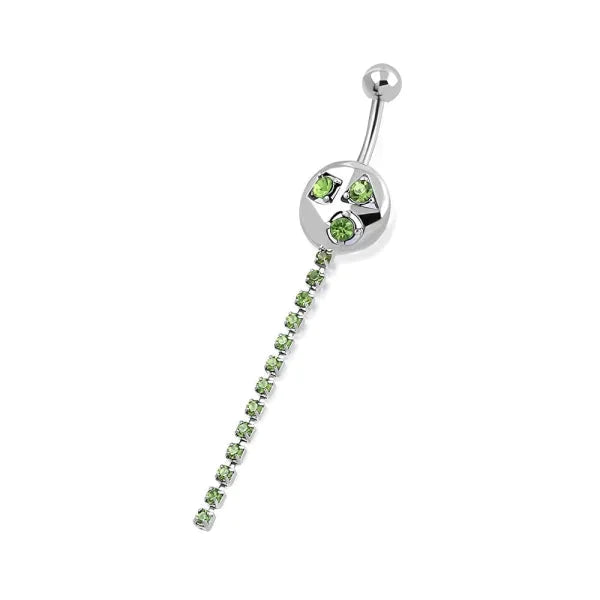 Chirurgisch Stalen Navelpiercing Met Strass Hanger Groen 1.6mm 10mm alles Aramat Jewels chirurgisch staal dames driehoek groen licht_groen Met_hanger Navel Navelpiercing met hanger navelpiercings piercing Piercings PVD Staal Volwassenen zilverkleurig zirkonia