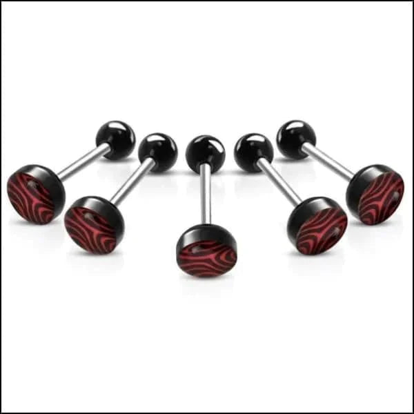 Chirurgisch Stalen Tongpiercing Dierenprint- Tijger-print-Rood 1.6mm 16mm 7mm acryl alles Aramat Jewels Barbell chirurgisch staal dames dier Geen hanger Geen_steen heren Meerdere kleuren Meerdere Varianten panter piercing Piercings PVD Staal Tong tongpiercings uniseks Volwassenen zwart