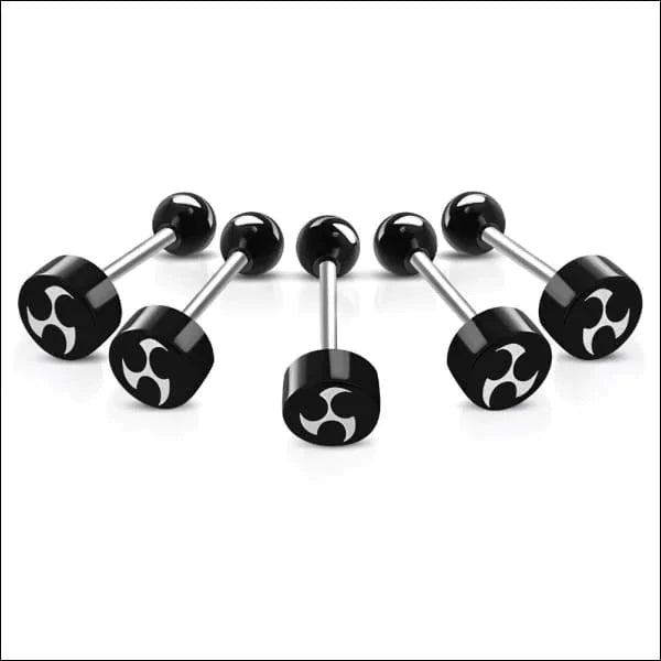 Stalen logo Tongpiercing met Motief Spiraal moving 1.6mm 16mm 8mm acryl alles Aramat Jewels Barbell chirurgisch staal dames fantasie Geen hanger Geen_steen heren piercing Piercings PVD Staal Tong tongpiercings uniseks Volwassenen wit zilverkleurig Zonder_steen zwart
