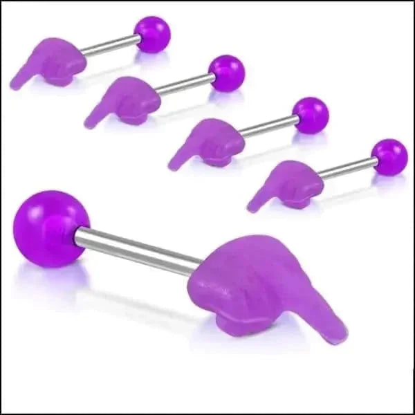 Grappige Stalen Tongpiercing Middelvinger 1.6mm 16mm 8720157020196 8mm acryl alles Aramat Jewels Barbell blauw chirurgisch staal dames heren paars Piercings PVD rood rubber Staal Tong tong22-inb774 tongpiercings uniseks Volwassenen