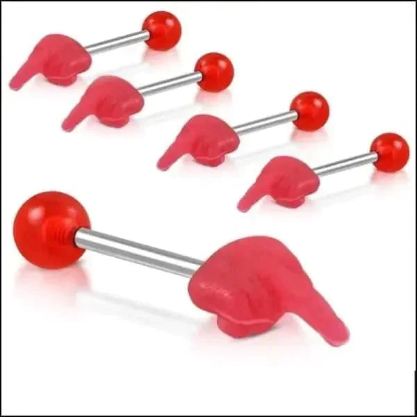 Grappige Stalen Tongpiercing Middelvinger 1.6mm 16mm 8720157020196 8mm acryl alles Aramat Jewels Barbell blauw chirurgisch staal dames heren paars Piercings PVD rood rubber Staal Tong tong22-inb774 tongpiercings uniseks Volwassenen