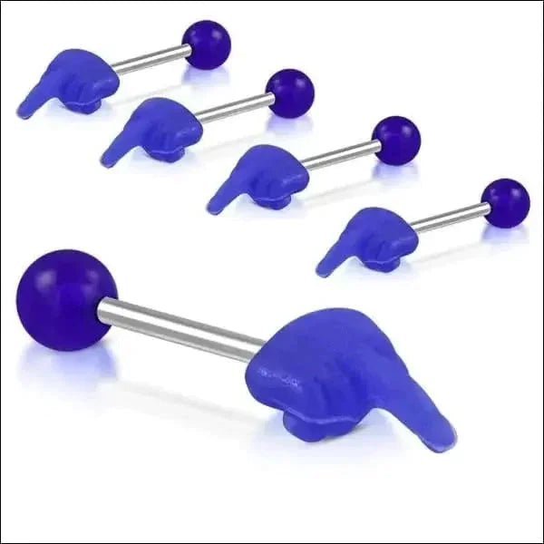 Grappige Stalen Tongpiercing Middelvinger 1.6mm 16mm 8720157020196 8mm acryl alles Aramat Jewels Barbell blauw chirurgisch staal dames heren paars Piercings PVD rood rubber Staal Tong tong22-inb774 tongpiercings uniseks Volwassenen