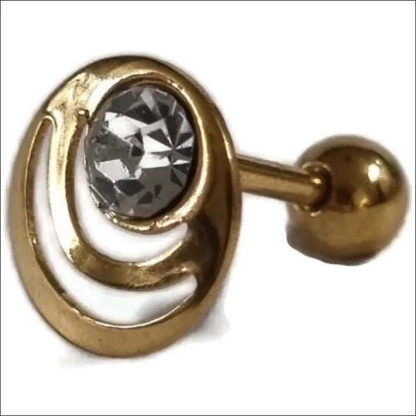 Goudkleurige Helixpiercing Met Steentje 1.2mm 6mm 9mm alles Barbell chirurgisch staal dames goudkleurig Helix helixpiercings jin kristal nakijken Oor piercing Piercings PVD Staal Stud tekst transparant Volwassenen