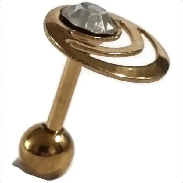 Goudkleurige Helixpiercing Met Steentje 1.2mm 6mm 9mm alles Barbell chirurgisch staal dames goudkleurig Helix helixpiercings jin kristal nakijken Oor piercing Piercings PVD Staal Stud tekst transparant Volwassenen