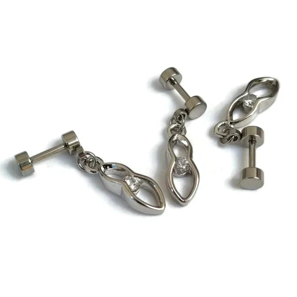 Fantasie Helixpiercing Met Zirkonia Hanger Chirurgisch Staal 1.2mm 6mm alles Barbell chirurgisch staal dames fantasie Helix helixpiercings jin Met_hanger Met_steen nakijken Oor piercing Piercings PVD Staal tekst transparant Volwassenen zilverkleurig zirkonia