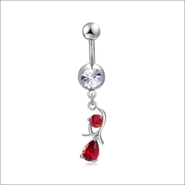Navelpiercing Hanger Rode Zirkonia Chirurgisch Staal 1.6mm 10mm alles chirurgisch staal dames Geen hanger met hanger Met_hanger Met_steen Navel Navelpiercing met hanger navelpiercings piercing Piercings PVD rood Staal Volwassenen zilverkleurig zirkonia